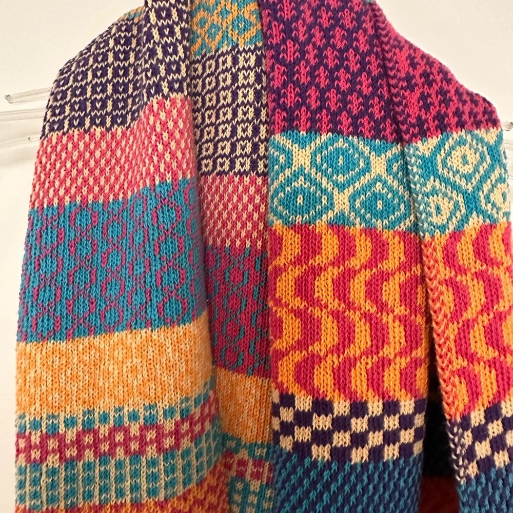 Colorblock Patterned Knit Scarf — Multicolor - Picture 1 of 4